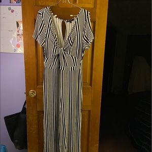 V-Neck Striped Jumpsuit